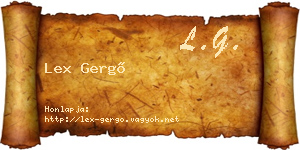 Lex Gergő névjegykártya